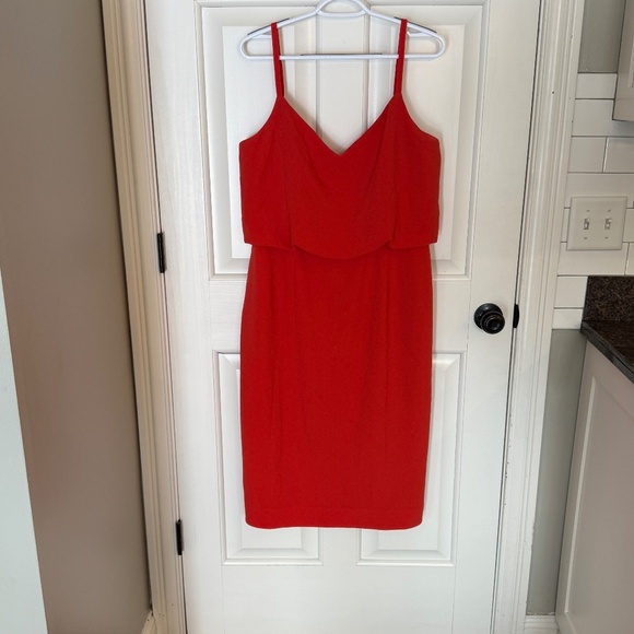 New! Dress The Population Alondra Blouson Dress Poppy Red 31710 - Picture 2 of 12